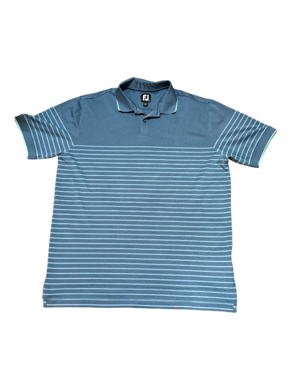 FootJoy Mens Large Blue Striped Polo Shirt Large Golf Athletic Casual Mens